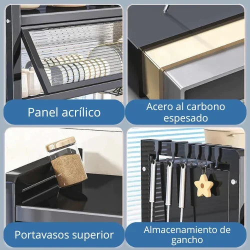 Escurridor y Organizador de Platos - METAL CROMADO Y CARBONIZADO RESISTENTE AL ÓXIDO